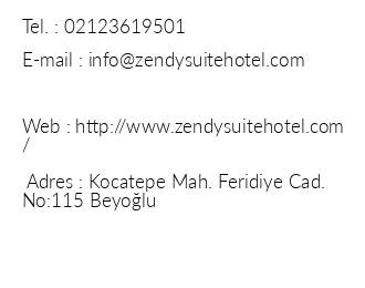 Zendy Suite Hotel iletiim bilgileri